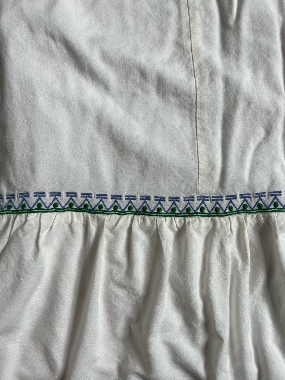 Hiho White Sleeveless Embroidered Dress with Blue & Green Accents, L, EUC - Picture 5 of 9
